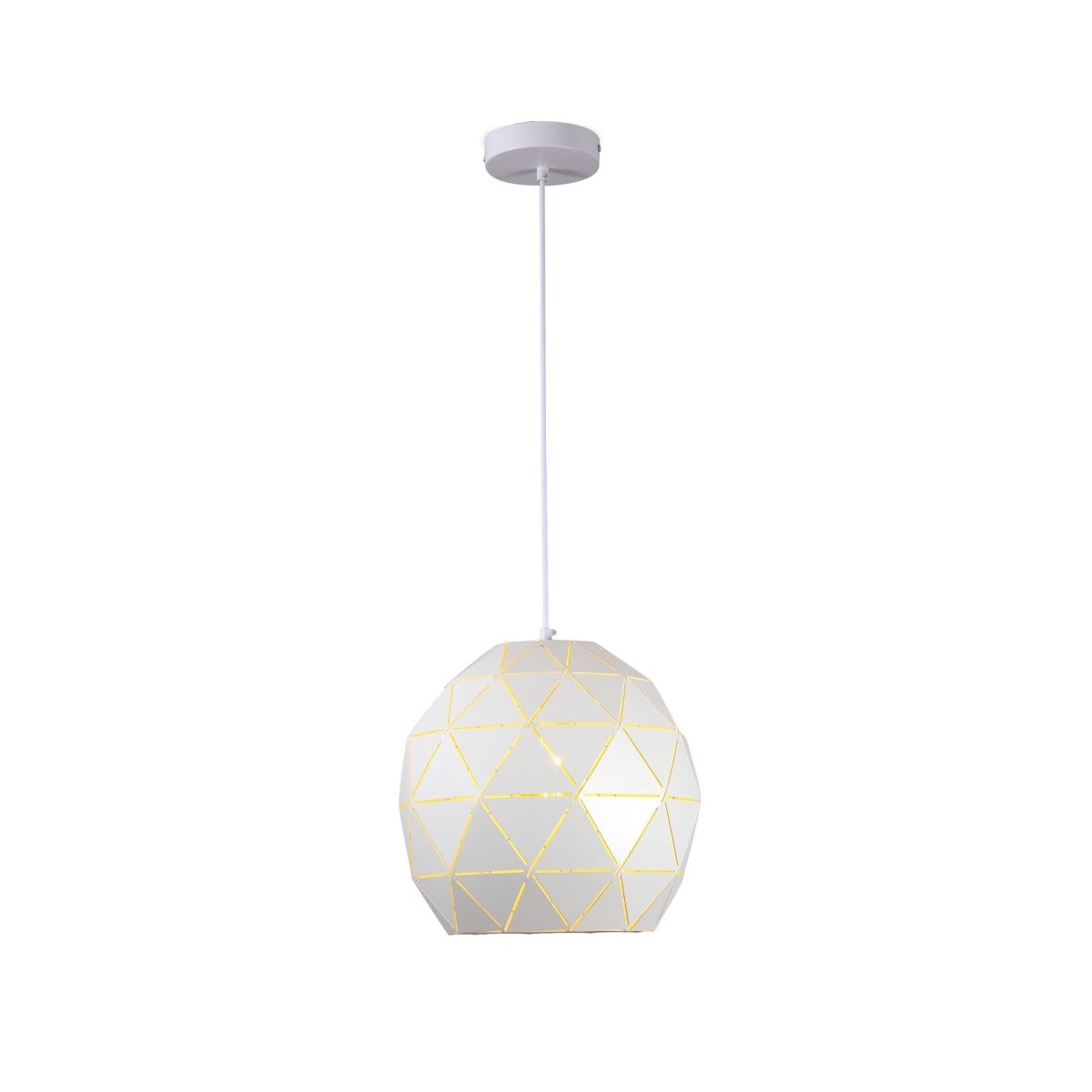 White geometric store pendant light