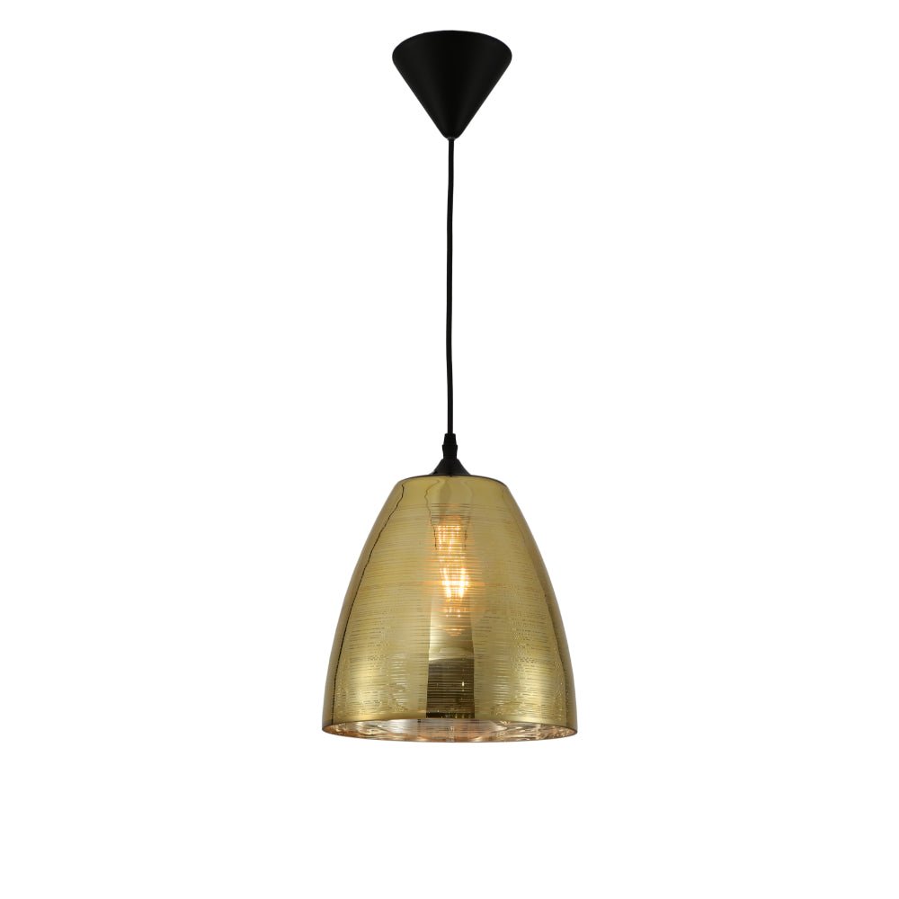 Main image of Jupiter Gold Cone Glass Pendant Ceiling Light with E27 Fitting | TEKLED 158-19774
