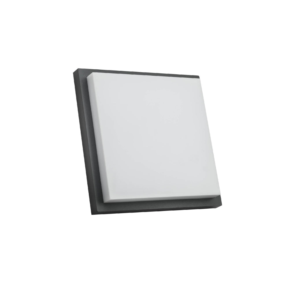 Main image of LED Diecast Aluminium Modern Square Wall Lamp 20W Cool White 4000K IP54 Anthracite Grey 250mm | TEKLED 183-03308