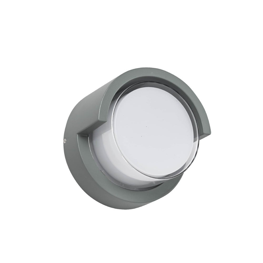 Main image of LED Diecast Aluminium Round Hood Wall Lamp 12W Cool White 4000K IP54 Anthracite Grey | TEKLED 182-03354