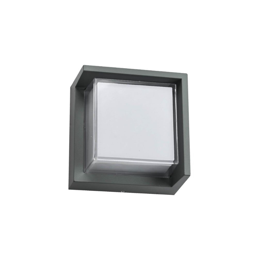 Main image of LED Diecast Aluminium Square Hood Wall Lamp 12W Cool White 4000K IP54 Anthracite Grey | TEKLED 182-03357