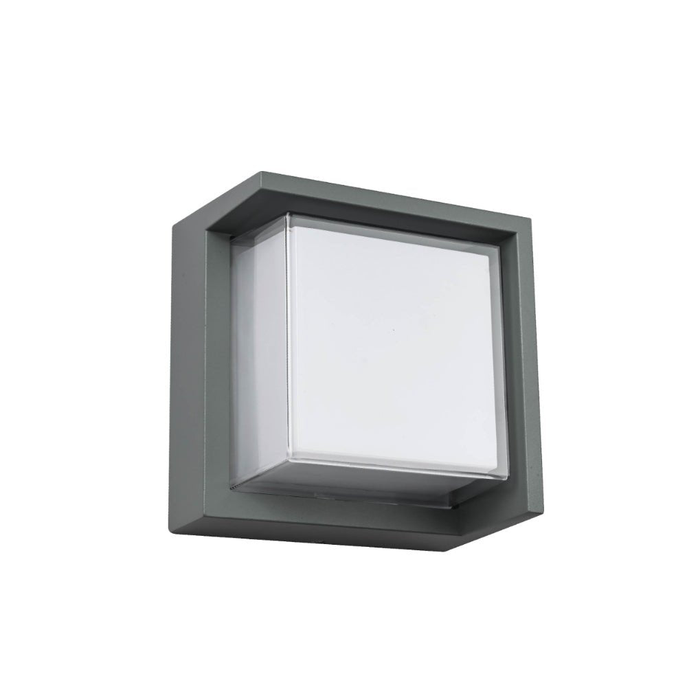 Main image of LED Diecast Aluminium Square Hood Wall Lamp 12W Warm White 3000K IP54 Anthracite Grey | TEKLED 182-03356