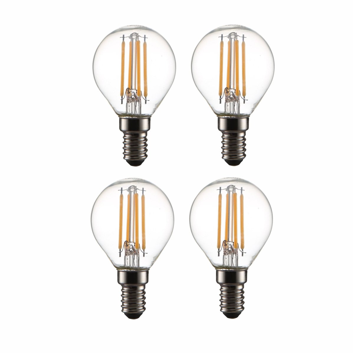Main image of LED Dimmable Filament Bulb P45 Golf Ball E14 Small Edison Screw 4W 470lm Warm White 2700K Clear Pack of 4 | TEKLED 583-150224