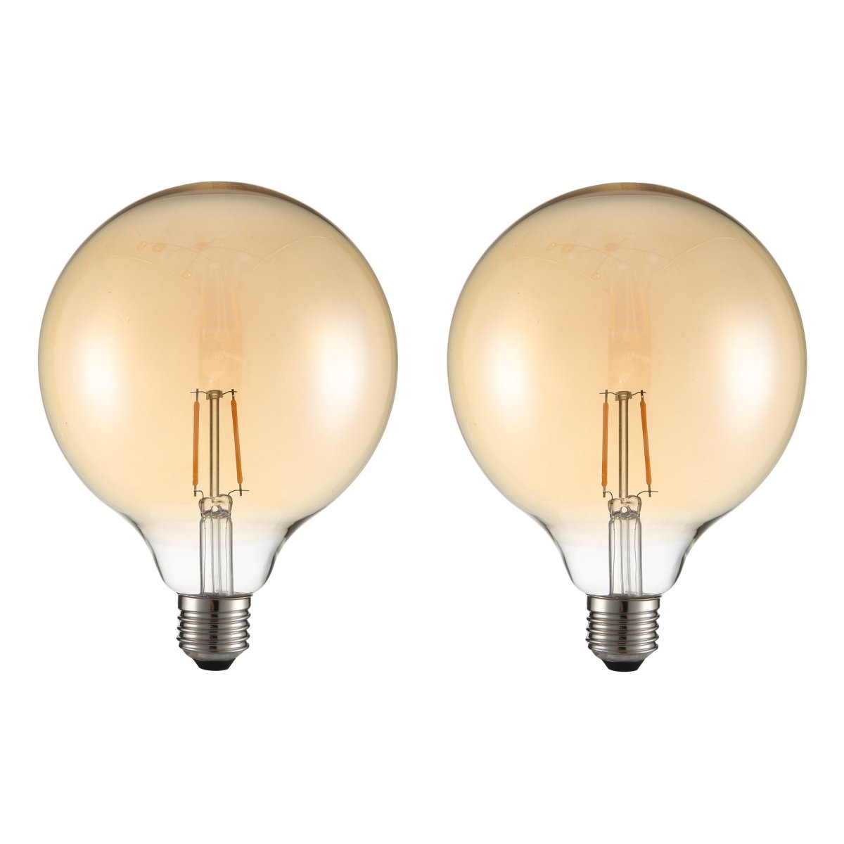 Main image of LED Filament Bulb G125 Globe E27 Edison Screw 2W 220lm Warm White 2400K Amber Pack of 2 | TEKLED 583-150461