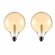 LED Filament Globe Bulb E27 Edison Screw Warm White 2400K G125 2w 4w pack of 2