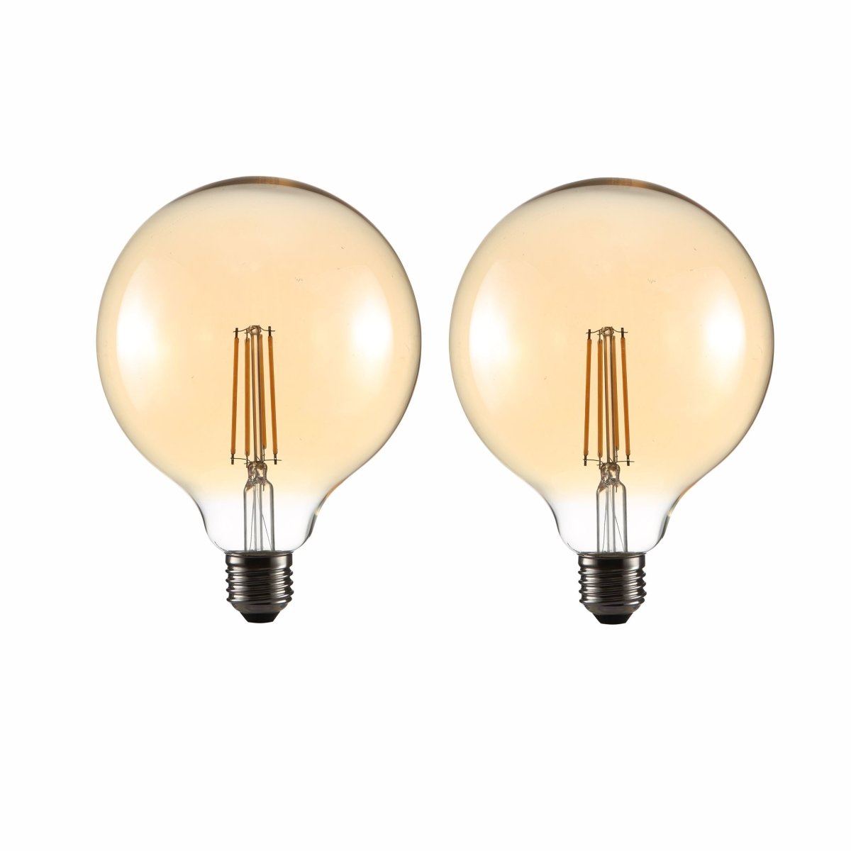 LED Filament Globe Bulb E27 Edison Screw Warm White 2400K G125 6.5w pack of 2