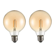LED Filament Globe Bulb E27 Edison Screw Warm White 2400K G95 2w pack of 2