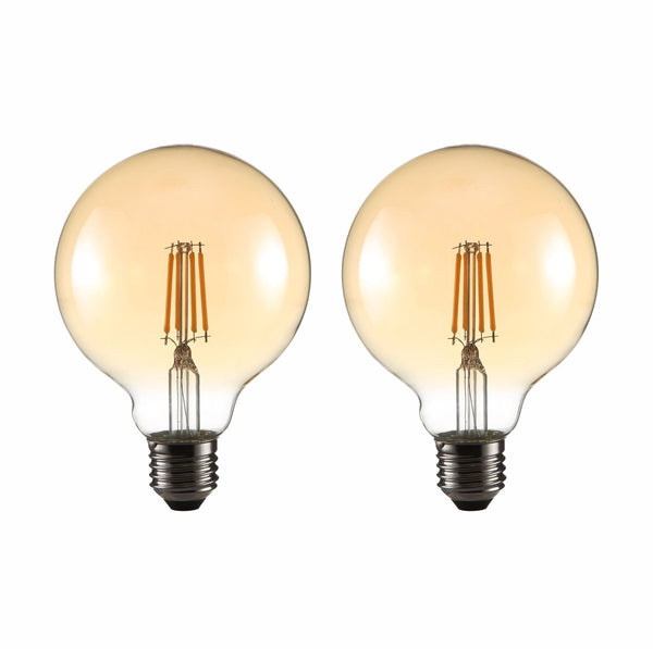 LED Filament Globe Bulb E27 Edison Screw Warm White 2400K G95 4w pack of 2