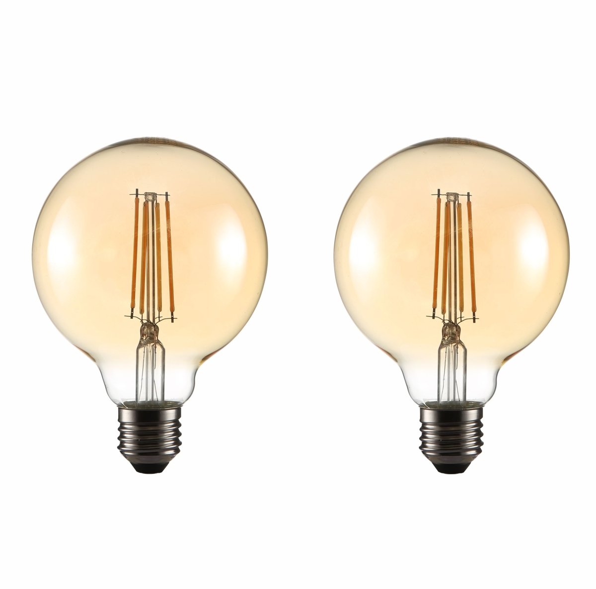 LED Filament Globe Bulb E27 Edison Screw Warm White 2400K G95 6.5w pack of 2