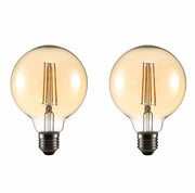 LED Filament Globe Bulb E27 Edison Screw Warm White 2400K G95 6.5w pack of 2