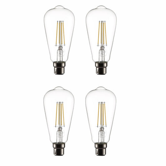 Main image of LED Filament Bulb ST64 Edison B22 Bayonet Cap 6.5W 806lm Cool White 4000K Clear Pack of 4 | TEKLED 583-150305