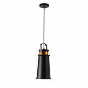 Main image of Loft Cafe Bar Counter Exhibition Hall Pub Aisle Indoor Black Funnel Handled Black Gold Metal Pendant Ceiling Light E27 | TEKLED 150-17814