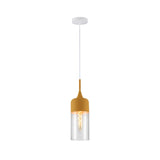 Main image of Macaron Mustard Yellow Cylinder Glass Pendant Ceiling Light with E27 Fitting | TEKLED 158-19736