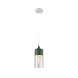 Main image of Macaron Olive Green Cylinder Glass Pendant Ceiling Light with E27 Fitting | TEKLED 158-19732