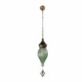Main image of Moroccan Style Antique Brass and Green Glass Pendant Light E27 | TEKLED 158-195580
