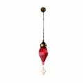 Main image of Moroccan Style Antique Brass and Red Glass Pendant Light E27 | TEKLED 158-19558