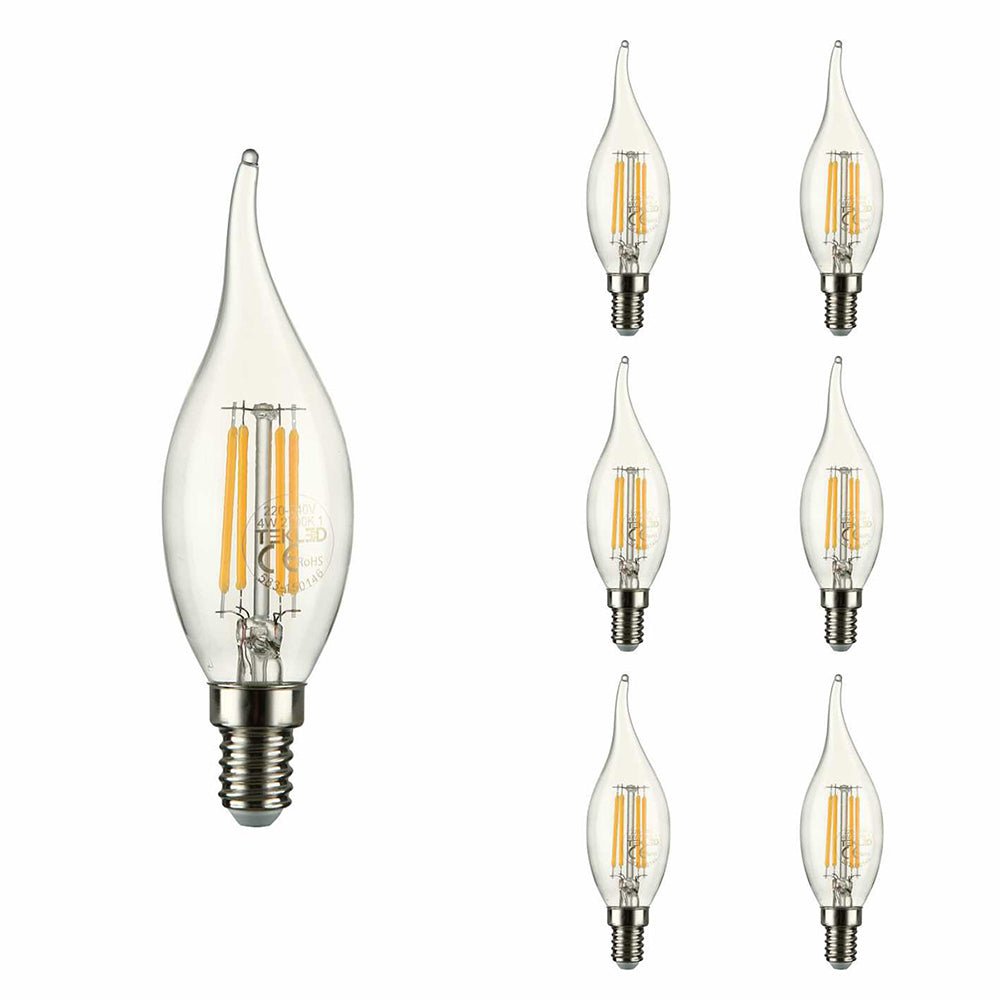 main of led filament bulb candle c35 tail e14 small edison screw 4w 400lm warm white 2700k clear pack of 6