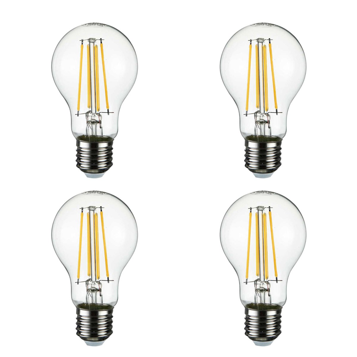 Main image of LED Dimmable Filament decorative a60 gls  bulb e27 edison screw 6.5w warm white 2700k pack of 4