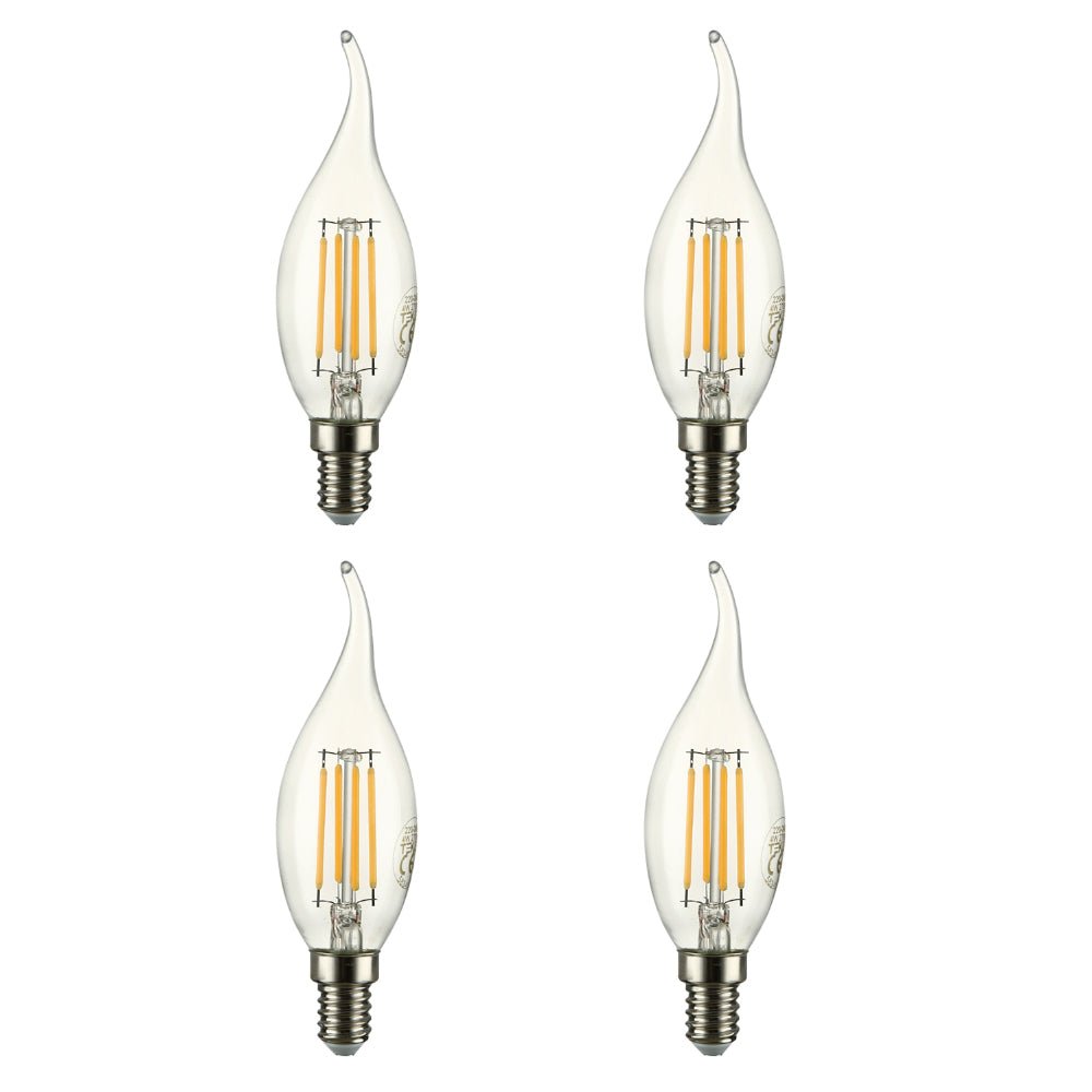 LED Dimmable Filament C35 Candle Bulb E14 Small Edison Screw 4W Pack of 4 Warm White