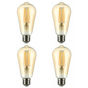 Close up of led dimmable filament bulb edison st64 e27 edison screw 6w 600lm warm white 2500k amber pack of 4