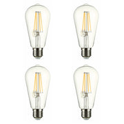 Close up of led dimmable filament bulb edison st64 e27 edison screw 6w 600lm warm white 2700k clear pack of 4