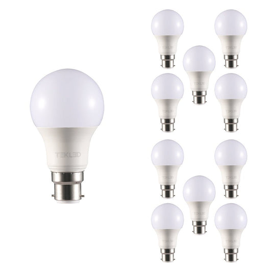 Main image of leo led gls bulb a60 b22 bayonet cap 7w 2700k warm white pack of 10