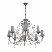 Main image of Opal Cylinder Glass Chrome Metal 8 Arm Chandelier with 8xE14 Fitting | TEKLED 158-17818