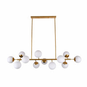 Main image of Opal Globe Glass Gold Body Island Chandelier Light with 12xE27 Fittings | TEKLED 159-17472