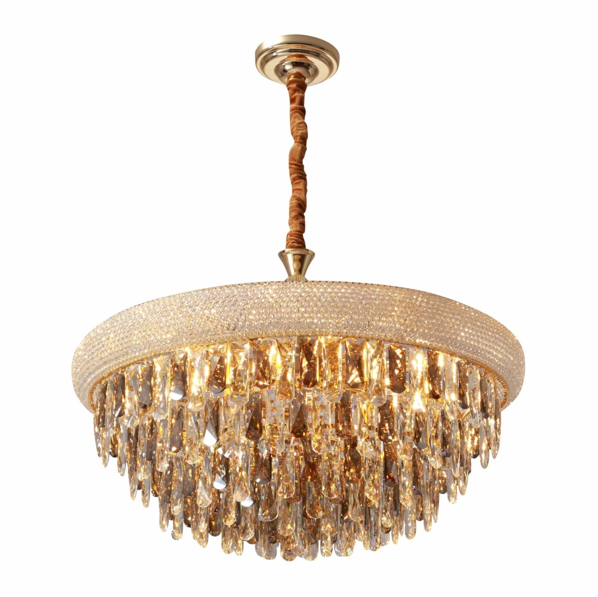 Main image of S-Gold Antique Brass Metal and Crystal Chandelier D800 with 15xE14 Fitting | TEKLED 158-19864