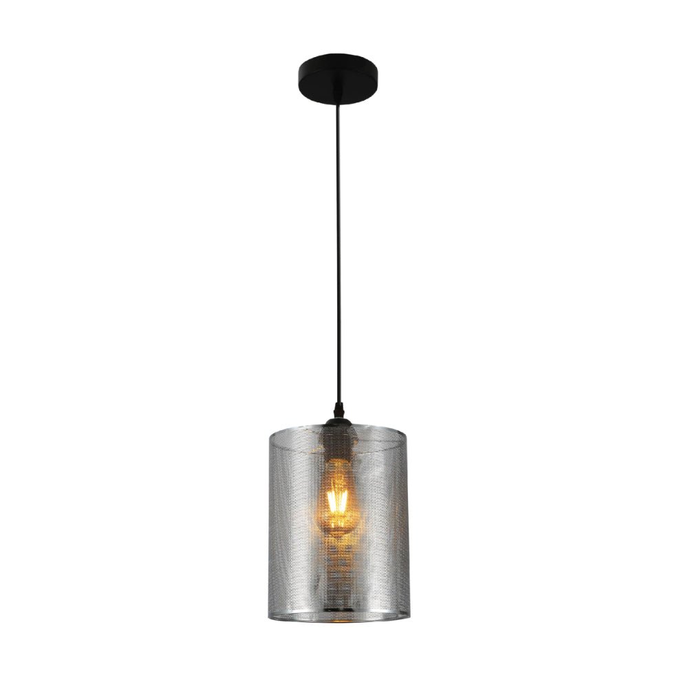 Main image of Sieve Chrome Cylinder Metal Pendant Ceiling Light D195 with E27 Fitting | TEKLED 158-19784