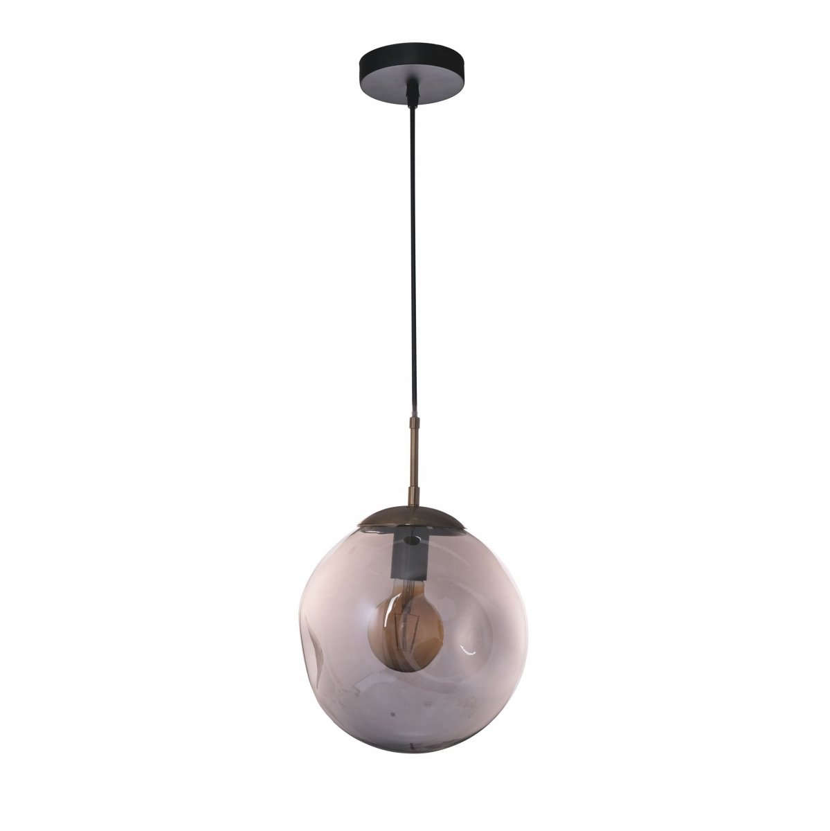 Main image of Smoky Glass Crater Pendant Light with E27 Fitting | TEKLED 159-17340