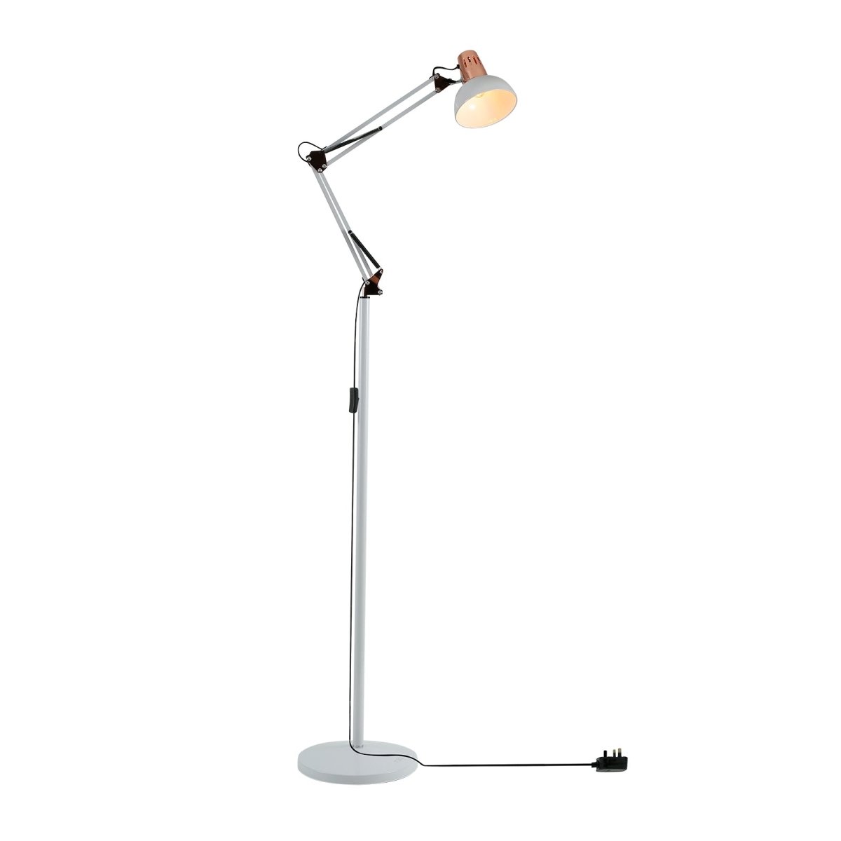 Main image of Swing Arm Architect Model Floor Lamp E27 White and Copper | TEKLED 130-03347