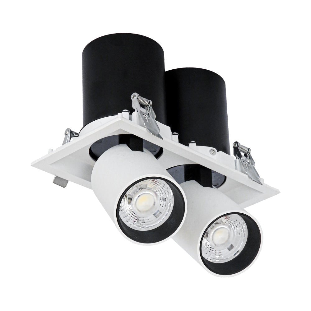 Main image of Telescopic Swivel Adjustable In-Out LED Downlight 2X10W Cool White 4000K White | TEKLED 165-03942
