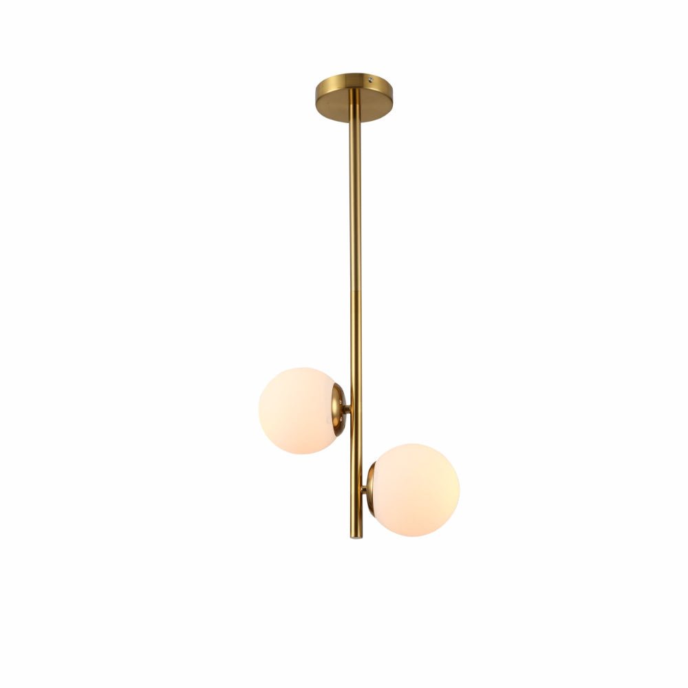 Main image of Vertical Opal Globes Gold Metal Body Ceiling light with 2xE27 Fittings | TEKLED 156-19510