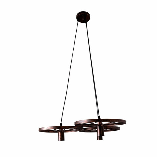 Main image of Vintage Industrial Wagon Wheel Pendant Light with 3xE27 Fitting | TEKLED 158-17892