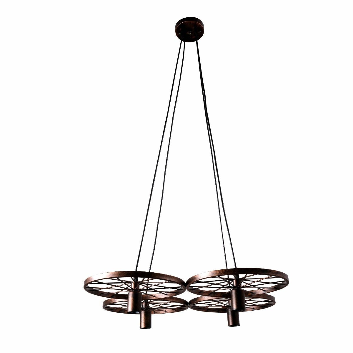 Main image of Vintage Industrial Wagon Wheel Pendant Light with 4xE27 Fitting | TEKLED 158-17894