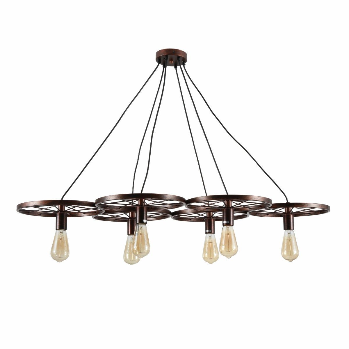 Main image of Vintage Industrial Wagon Wheel Pendant Light with 6xE27 Fitting | TEKLED 158-17896