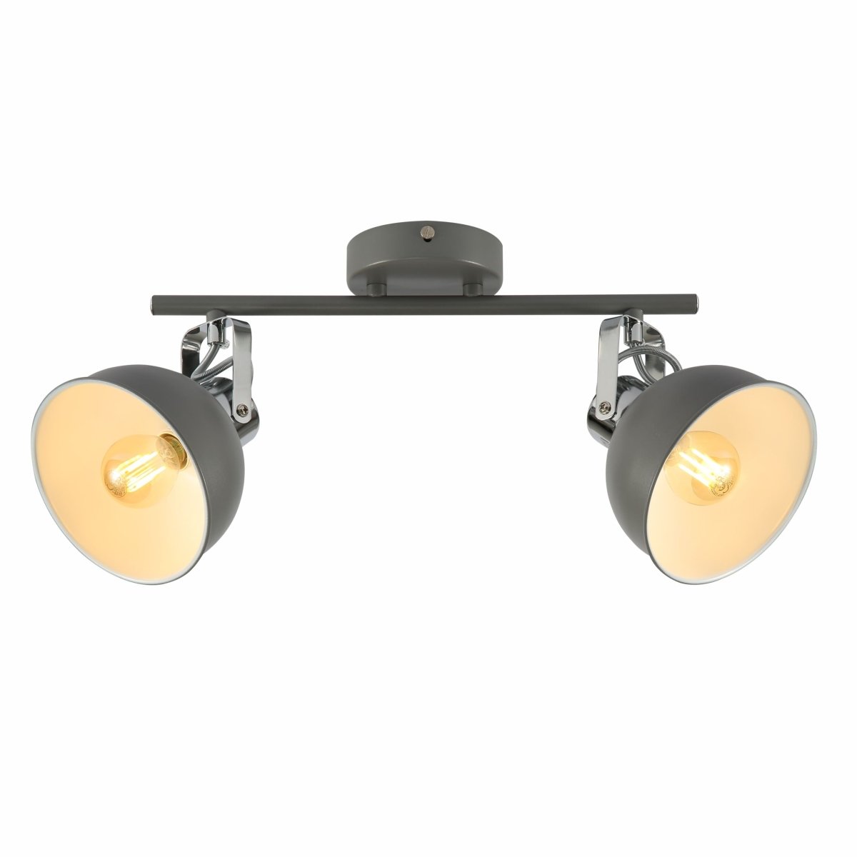 Main image of Wall and Ceiling Light Dome Chrome and Grey on Rod and Puck Rose 2xE14 | TEKLED 159-17782