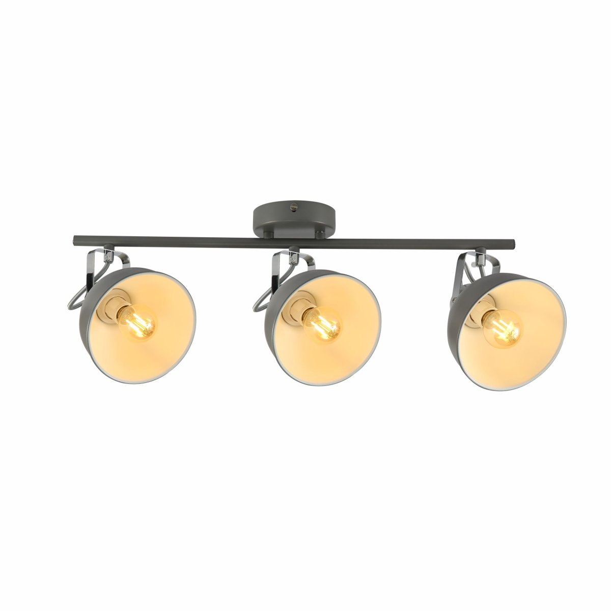 Main image of Wall and Ceiling Light Dome Chrome and Grey on Rod and Puck Rose 3xE14 | TEKLED 159-17784