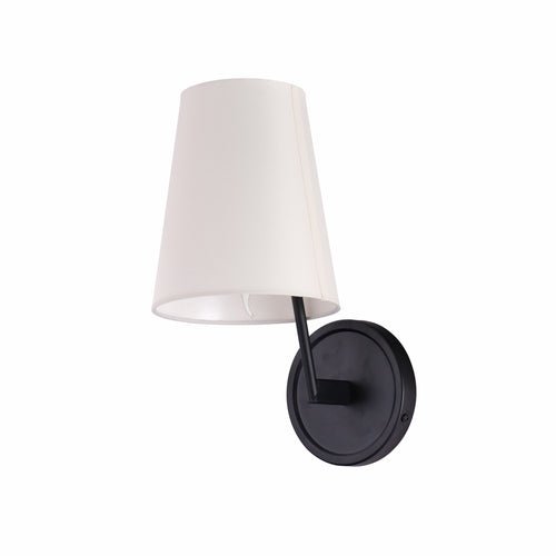 Main image of White Fabric Black Metal Body Wall Light with E14 Fitting | TEKLED 151-19746