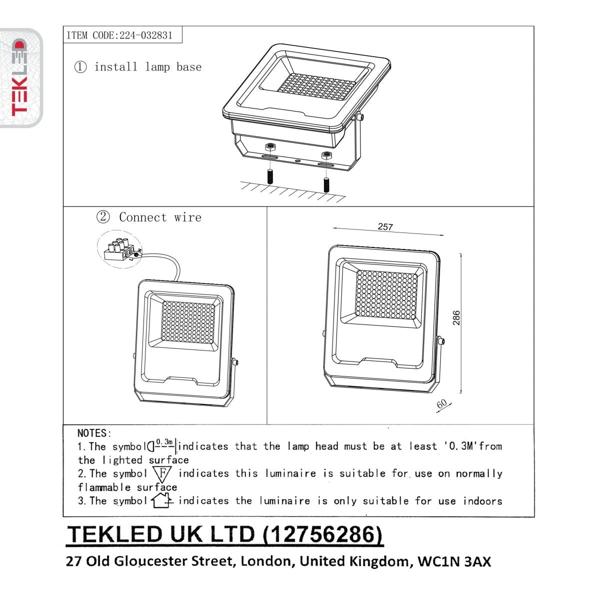 User manual for LED Floodlight SMD 3030 Uk 100W Cool White 4000K IP65