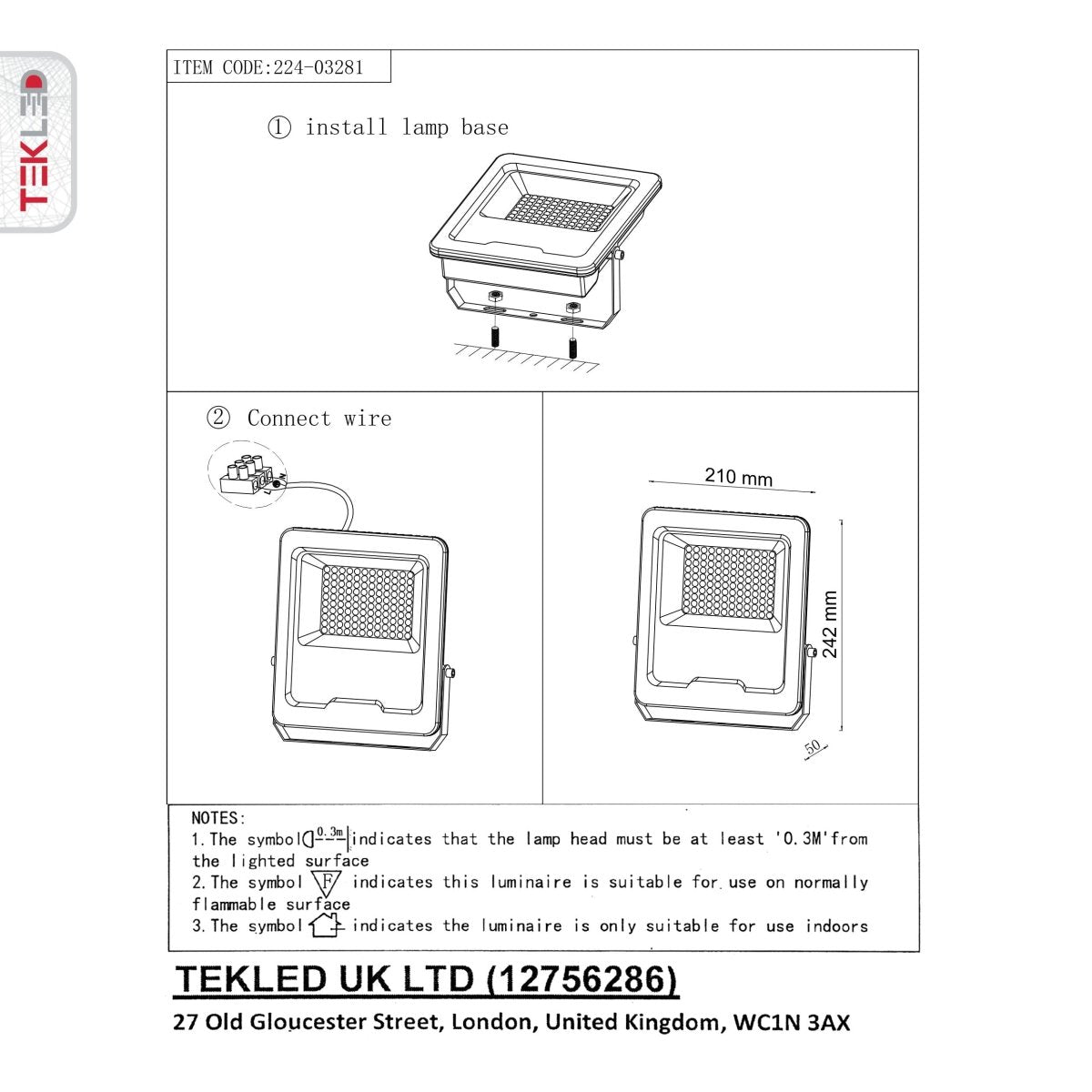 User manual for LED Floodlight SMD 3030 Uk 50W Cool White 4000K IP65