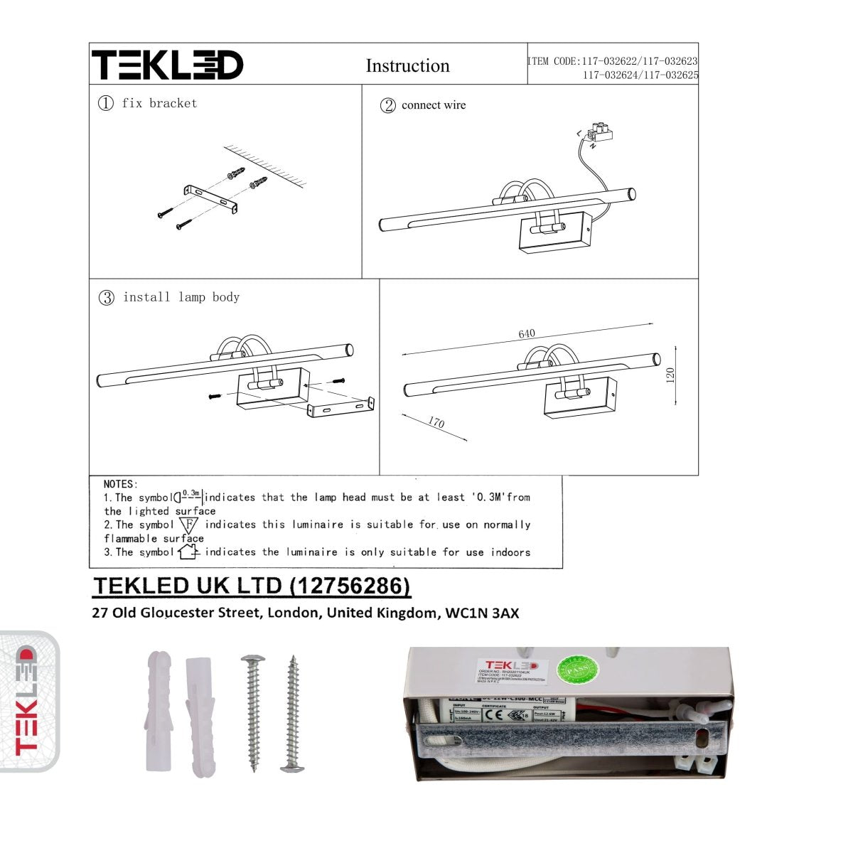 User manual for LED Mirror and Painting Light 8W Warm White 3000K Chrome 64cm