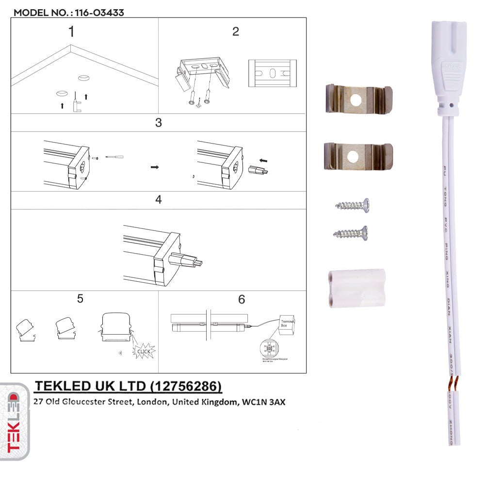 User manual for LED T5 Under Cabinet Link Light 18W 4000K Cool White IP20 with switch 1175mm 4ft