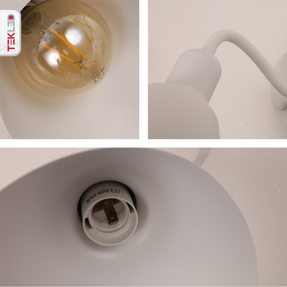 Detailed captures of Matte White Cone Wall Light with E27 Fitting