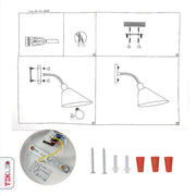 User manual and installation tools of Matte White Cone Wall Light with E27 Fitting