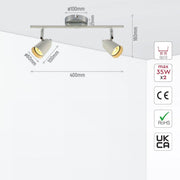 Size and specs of 2 Way Skurupp Rod Spotlight with GU10 Fitting Chrome White | TEKLED 172-03098