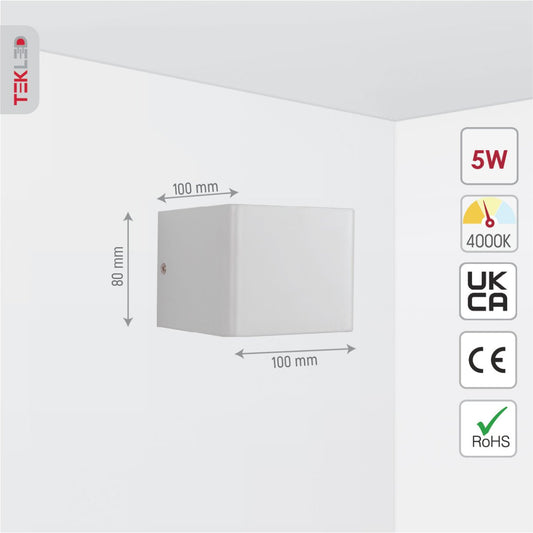 Size and specs of LED Cuboid Wall Light 5W Cool White 4000K White | TEKLED 151-19620
