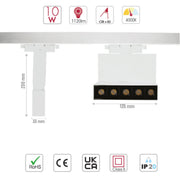 Size and specs of LED Mirage Blade Tracklight 10W Cool White 4000K Black IP20 | TEKLED 174-03830