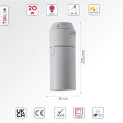 Size and specs of LED Surface-Recesssed Rotatable Downlight H-160 20W Cool White 4000K White | TEKLED 174-03847